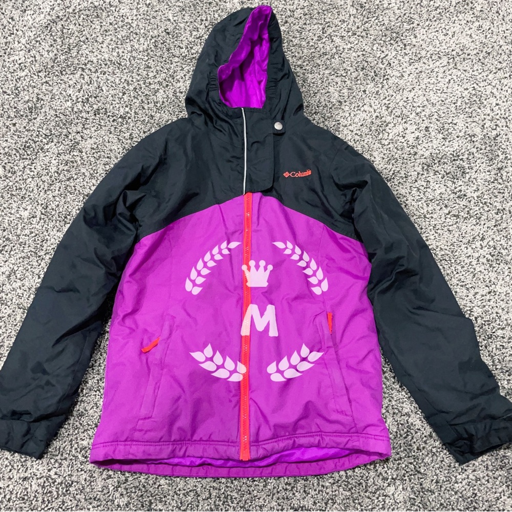 Columbia Girl's Jacket Youth Purple/Black Coat Lined Hooded Full-Zip M 10/12